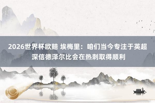 2026世界杯欧赔 埃梅里:咱们当今专注于英超 深信德泽尔比会在热刺取得顺利