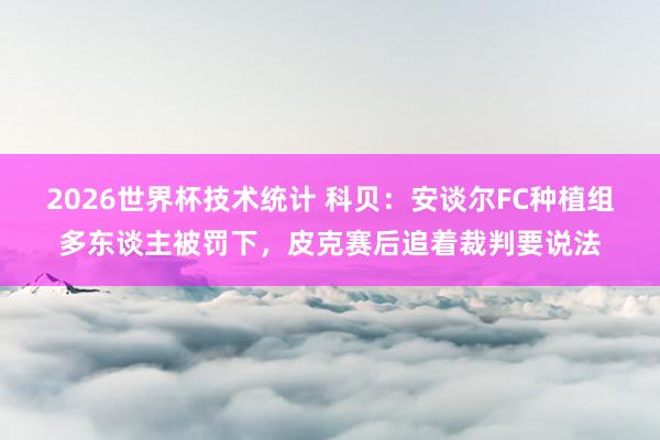 2026世界杯技术统计 科贝:安谈尔FC种植组多东谈主被罚下,皮克赛后追着裁判要说法