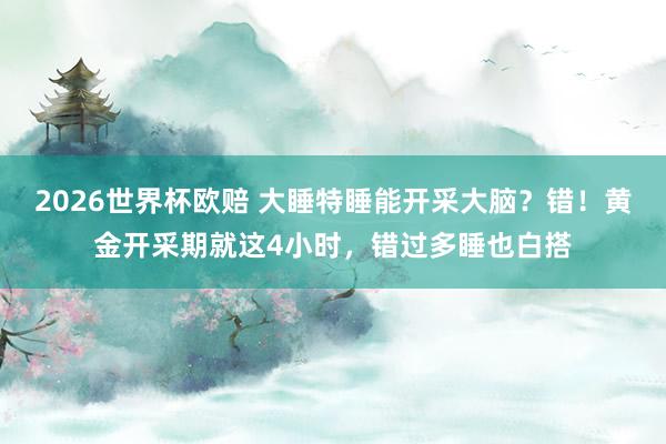 2026世界杯欧赔 大睡特睡能开采大脑?错!黄金开采期就这4小时,错过多睡也白搭