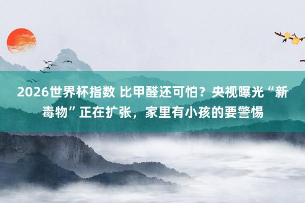 2026世界杯指数 比甲醛还可怕?央视曝光“新毒物”正在扩张,家里有小孩的要警惕