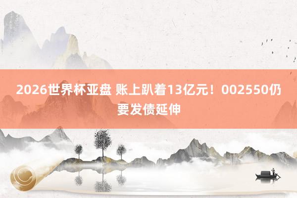 2026世界杯亚盘 账上趴着13亿元!002550仍要发债延伸