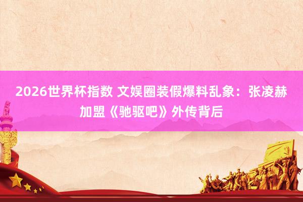 2026世界杯指数 文娱圈装假爆料乱象:张凌赫加盟《驰驱吧》外传背后
