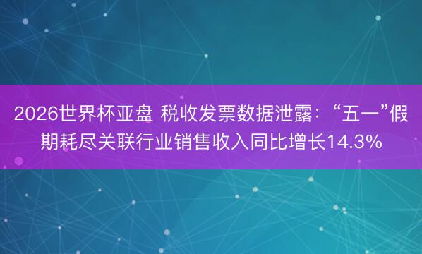 2026世界杯亚盘 税收发票数据泄露:“五一”假期耗尽关联行业销售收入同比增长14.3%